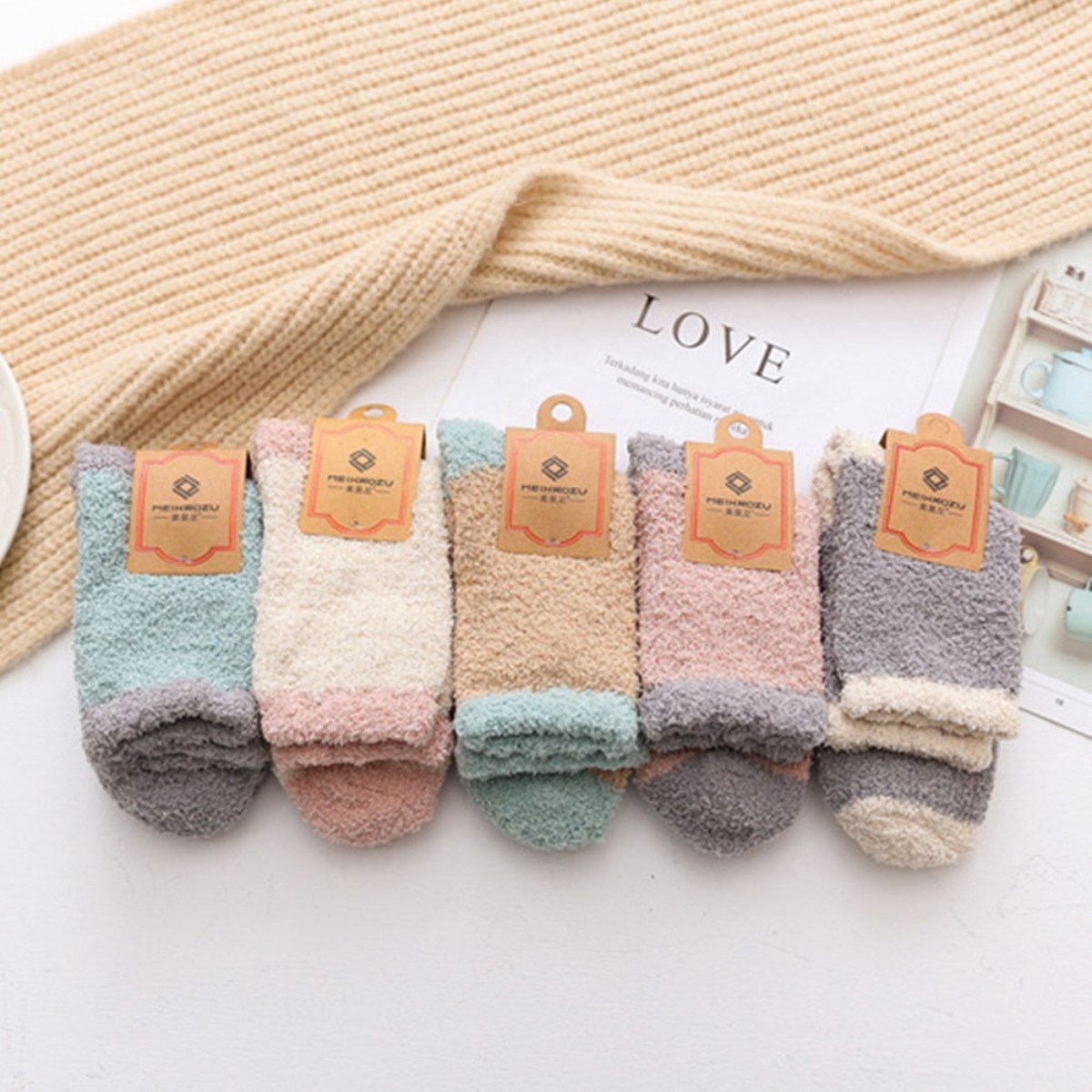 달밤마켓 파스텔 여성 수면양말 산모양말 5세트 7세트 10세트 6,900원