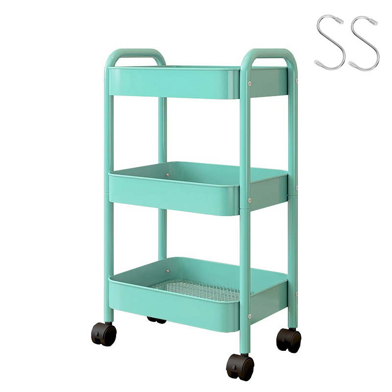 엠디유마켓 프리미엄 이동식 철제 트롤리 3단 + 스텐 S자 고리 2p 세트 19,800원