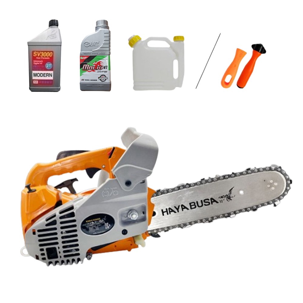 하야부사 10인치 엔진톱 H2600 II 가지 치기 톱 탑핸들 체인톱 가벼운 한손 기계톱 엔진오일 체인오일 포함, 1개 189,000원