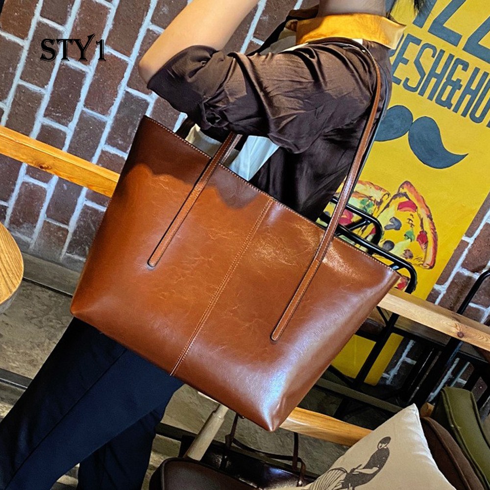 [국내배송] STY1(스타1) 심플 여성 소가죽 숄더백 빅사이즈 쇼퍼백 토트 크로스 가방 5컬러(정품판매자 아길라 확인필) 64,800원