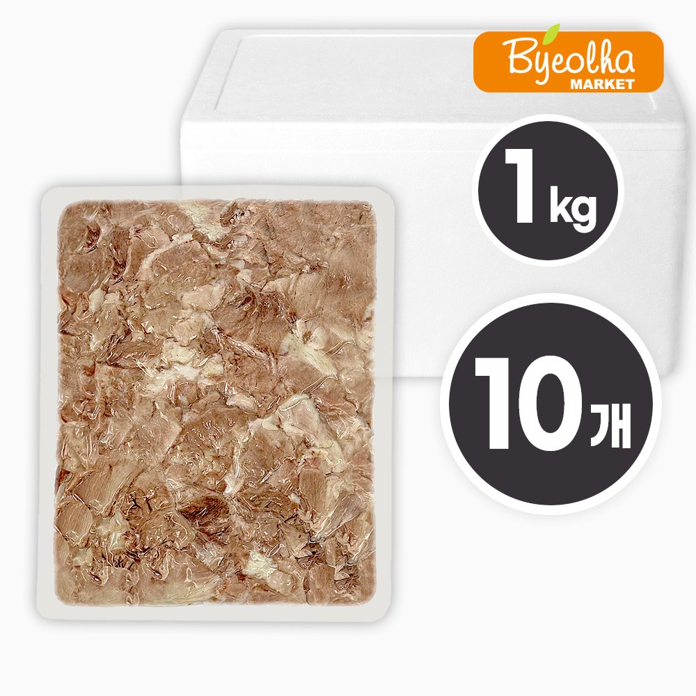 춘풍접객 삶은 전지 슬라이스 1kg (10개) 대용량 국밥용 냉동 절단 돼지 고기 앞다리살 업소용 식당용, 10개, 1kg 185,500원