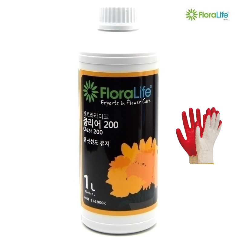 플로라라이프 절화 꽃 생화 수명 연장제 보존제 1L 오아시스 클리어200 +자재스토어 장갑셋트 14,000원
