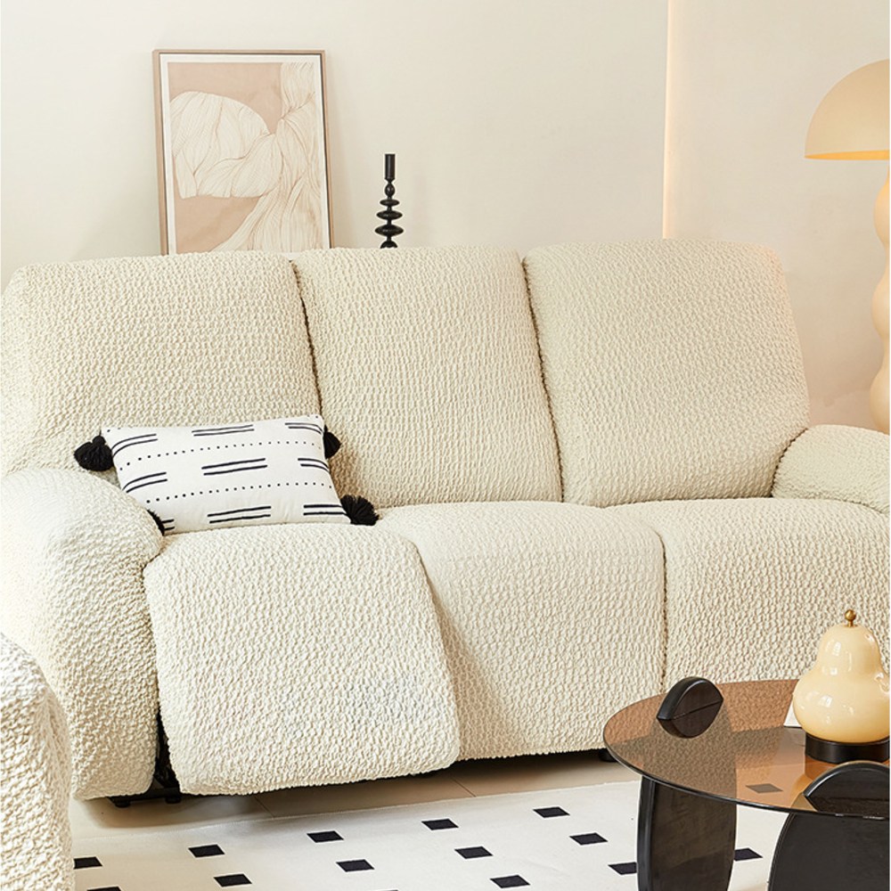 [모든사이즈 호환] 커버무드 링클 리클라이너 쇼파 커버, 크림, 1개 147,500원