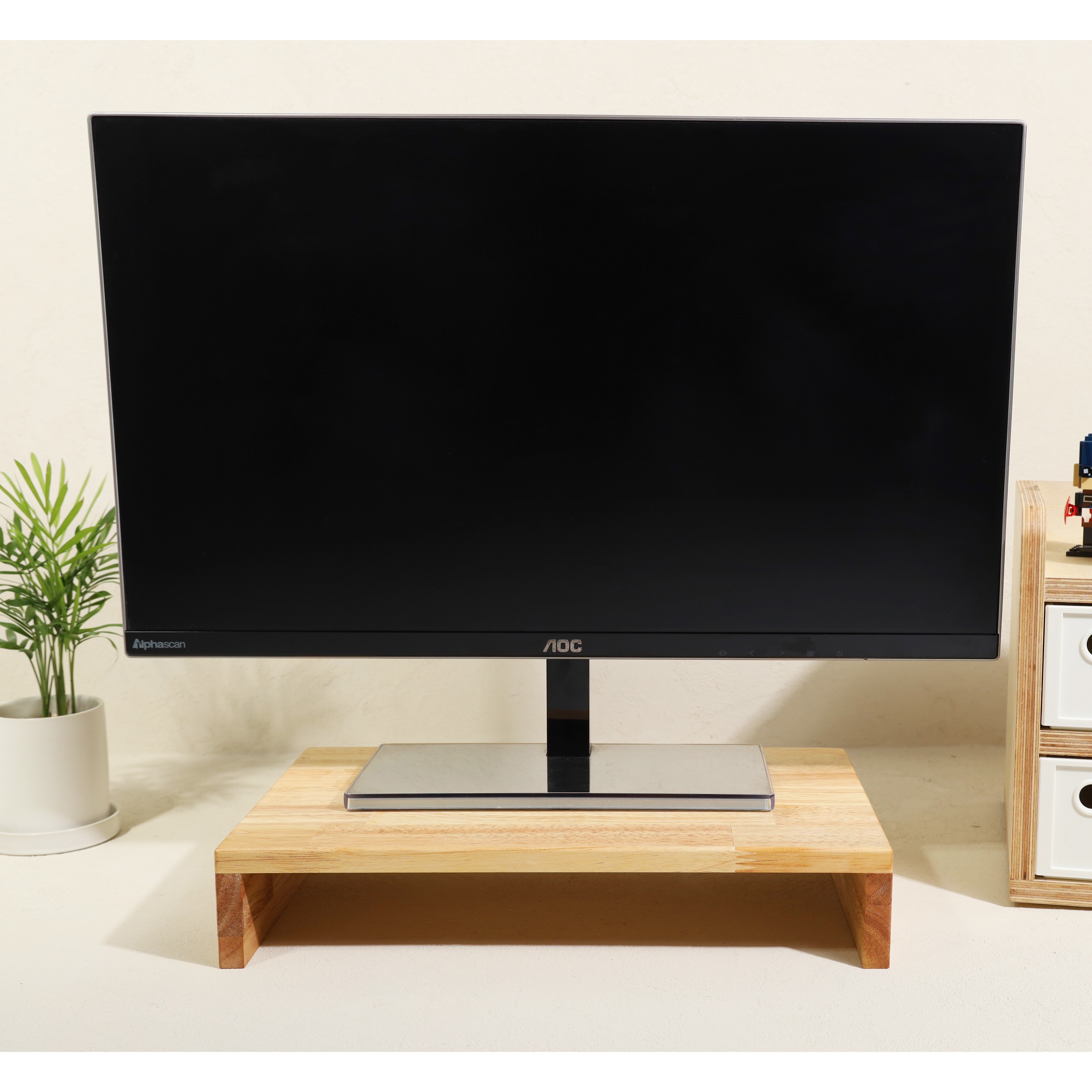 더그루몰 고무나무 1단 와이드 모니터 받침대, 베이지 20,000원