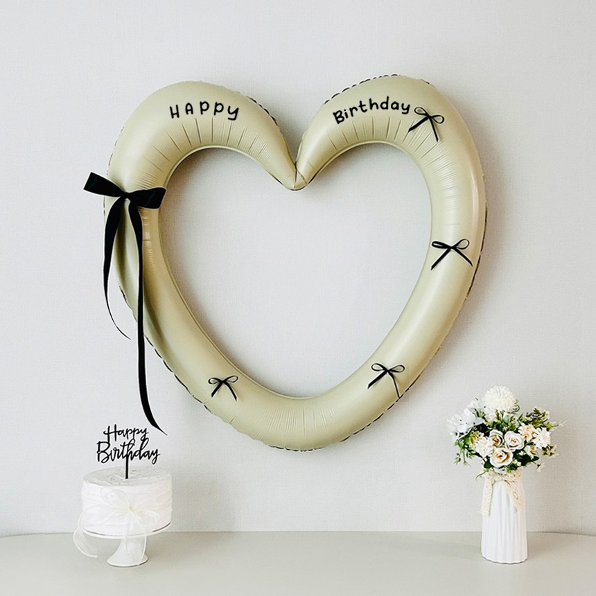 연지마켓 생일 이벤트 하트프레임풍선 블랙 숫자 생일파티 용품 세트 (자유레터링), 1세트, 크림하트 포인트리본 8,900원