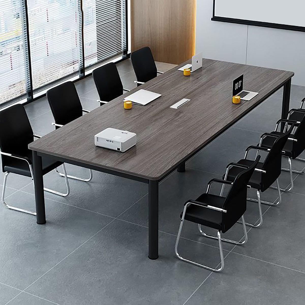 오피스 회의실 사각 넓은 책상 회사 사무용 회의용 테이블, 블랙 프레임 + 그레이 상판 219,600원