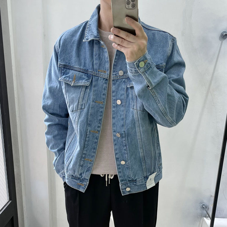 라운지21 3컬러 남자 베이직 루즈핏 데님 청자켓 65,900원