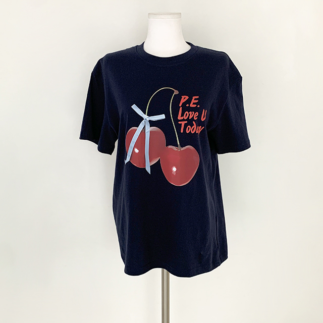 [유니크/러블리/4col] 앤틱 루즈핏 체리 프린팅 반팔 티셔츠 19,300원