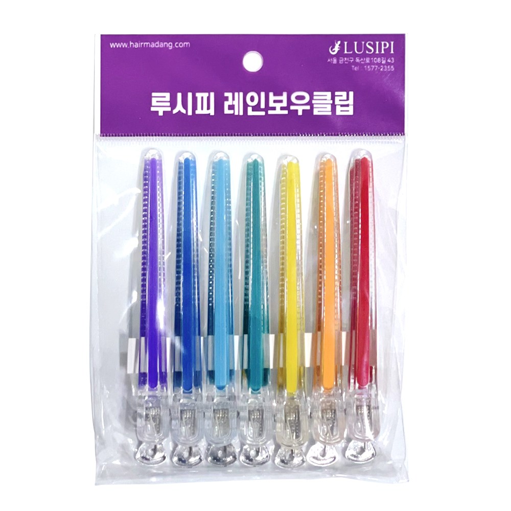루시피 레인보우 알루미늄 헤어 미용 핀셋 7P (믹스) 13,400원