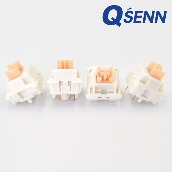 (QSENN) 기계식 축교환스위치, 큐센 오테뮤 저소음 크림옐로우PRO 택타일 5핀 50G (50EA) 9,000원