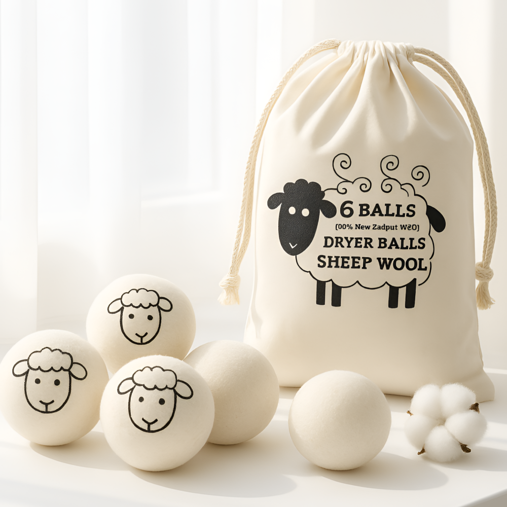 라라마을 정전기 구김방지 양모 울드라이어 볼 6ea+파우치, 1세트, 화이트, 현재가 17,800원