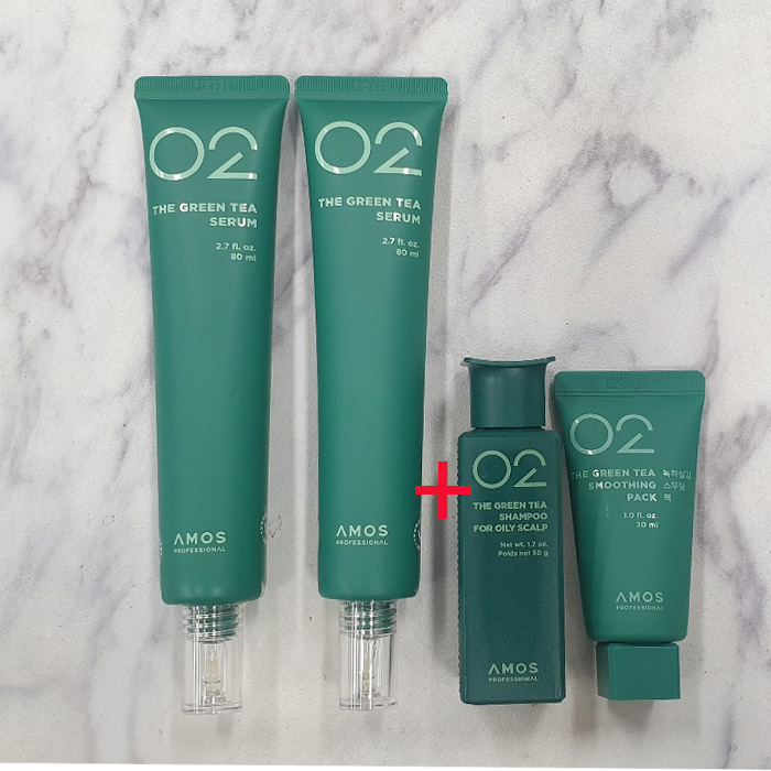 아모스 녹차실감 세럼 80ml x 2(160ml) + 시그니처 키트(샴푸50g+팩30ml) 72,600원