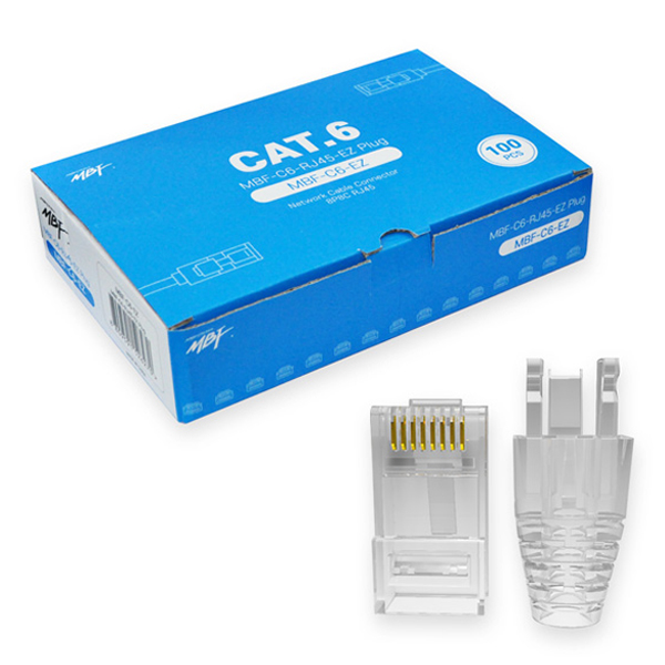 엠비에프 CAT 6 RJ45 이지 플러그 관통형 컨넥터 MBF-C6-EZ, 투명, 1개, 22mm 17,670원