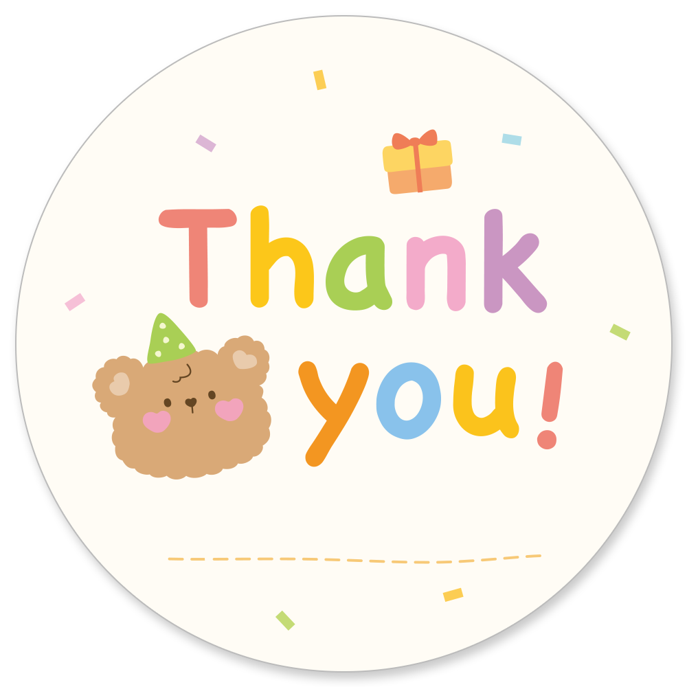 [꼬모멜로소] 땡큐 스티커 원형 55mm, 선물 포장 답례 생일 축하 감사 데코스티커 5,950원