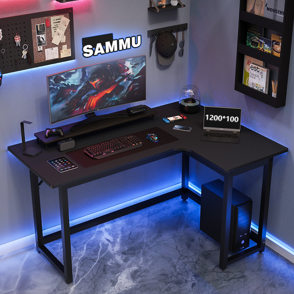 SAMMU L자형 코너 컴퓨터 책상, 게이밍 책상, 학습 책상, 탄소 섬유 상판 1200 1400 좌측 코너 우측 코너 검정색, B-검정색 92,800원