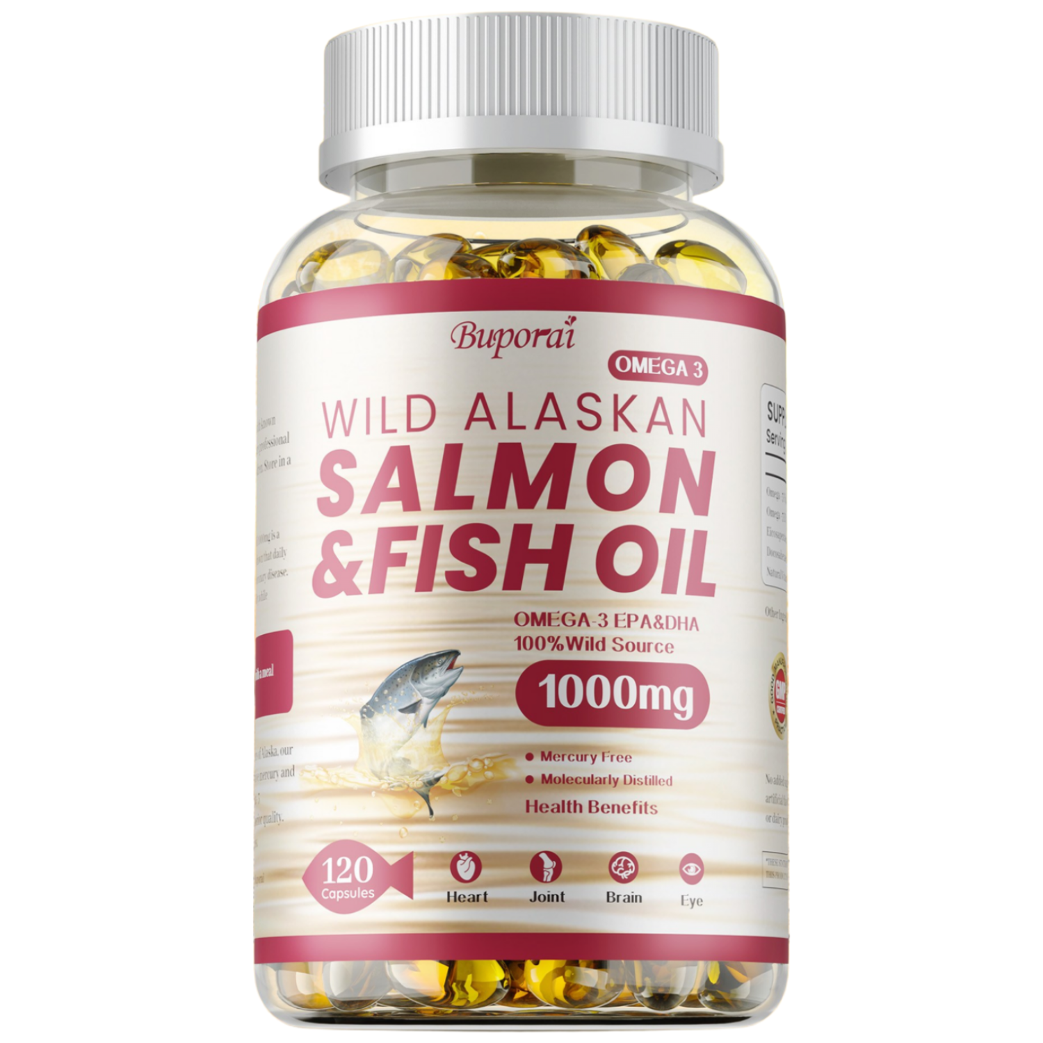 알래스카산 야생 연어 & 생선 오일 - 오메가-3 EPA, DHA - 심장, 뇌 및 관절 건강, 1개, 60정 17,790원