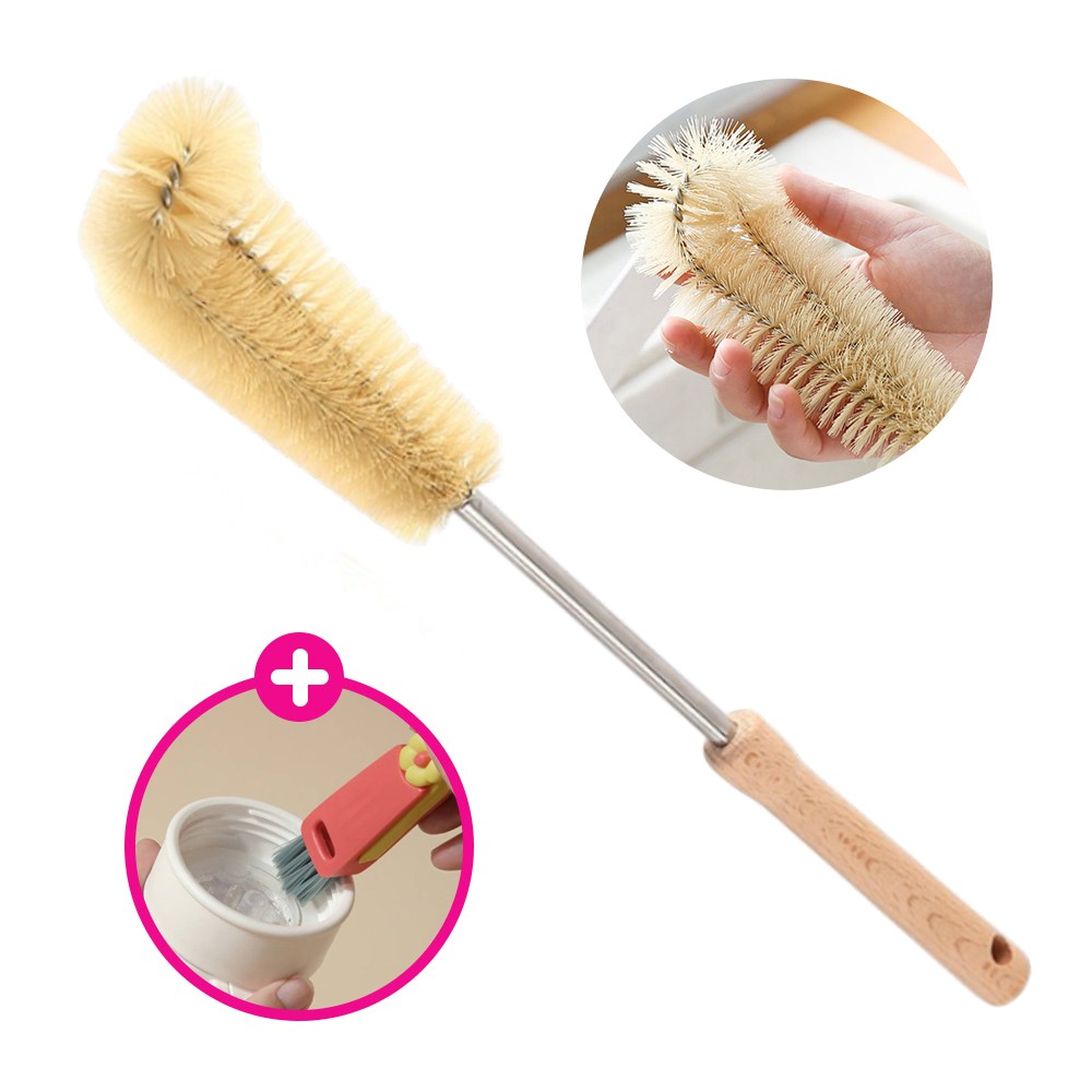 온미토스 긴 텀블러 주방 틈새 물통 물병 롱 브러쉬 솔 세척솔 2종 세트, 1개, 아이보리우드-A타입 21,800원