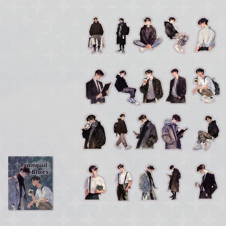 올리브파티 패션판타지 시리즈 소녀 소년 인물 빈티지 다꾸 감성 스티커 20매 세트, 1세트, 블랙보이 5,900원