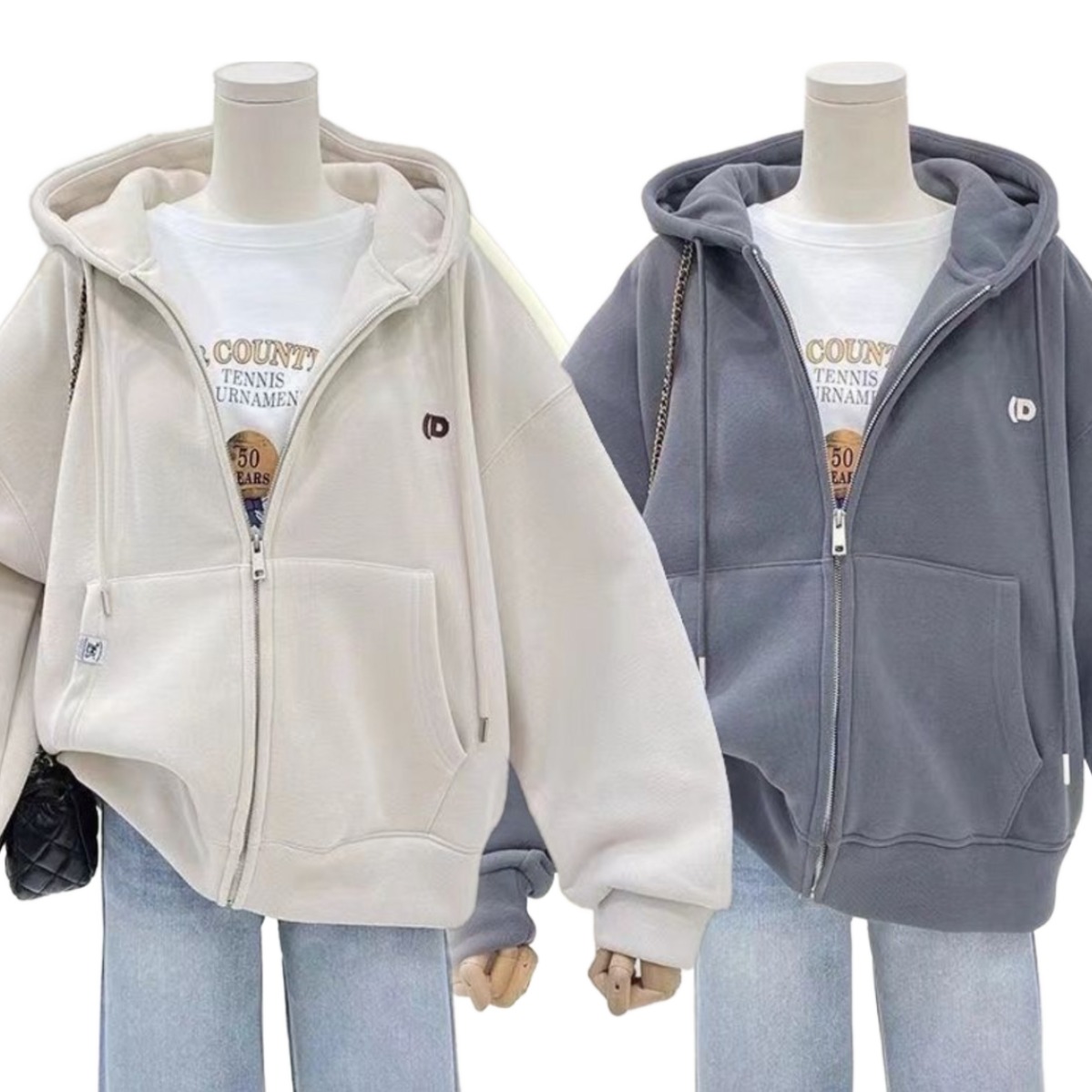 JUSTFEELING 1+1 여성 후드맨투맨 가디건 루즈핏 포켓 간절기 후드집업 캐주얼 운동복 코트 도톰한 가을겨울 외출복 외투 빅사이즈 22,680원