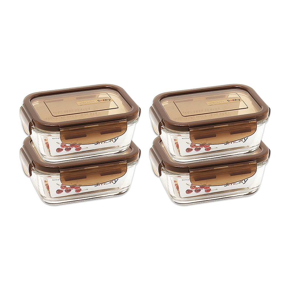 루미낙 퓨어박스 직사각 밀폐용기, 소(385ml)_스모키, 4개 19,000원