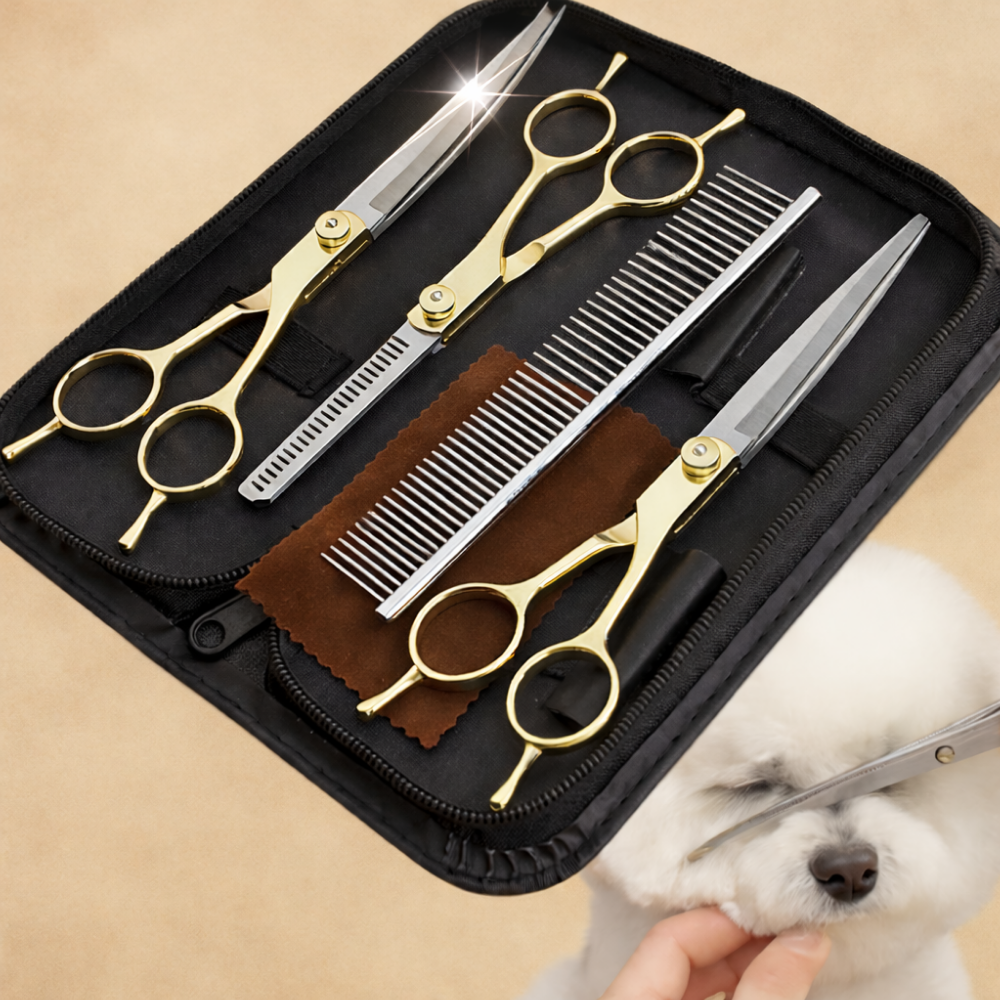 레브온 초정밀 절삭 반려동물 미용가위세트 7인치, 1세트, 골드 36,900원