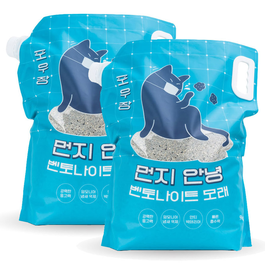 포우장 먼지 안녕 벤토나이트 고양이 모래, 9kg, 2개, 무향 45,600원