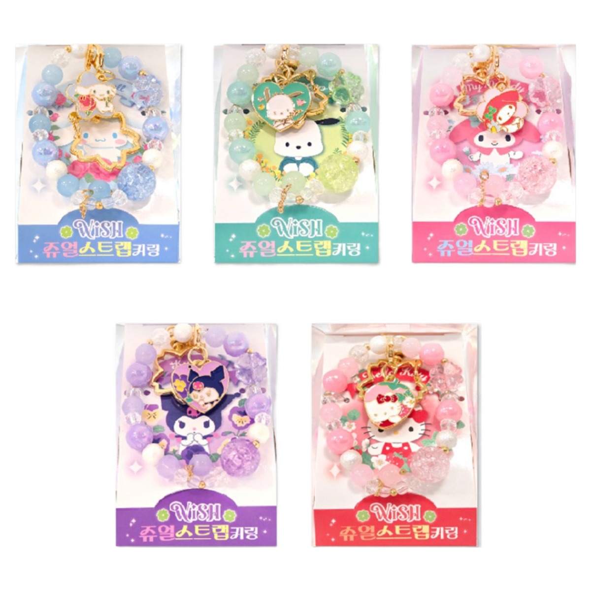 산리오 캐릭터 WISH 쥬얼 스트랩 키링 (캐릭터 중복 없음), 1개, 혼합색상 6,000원