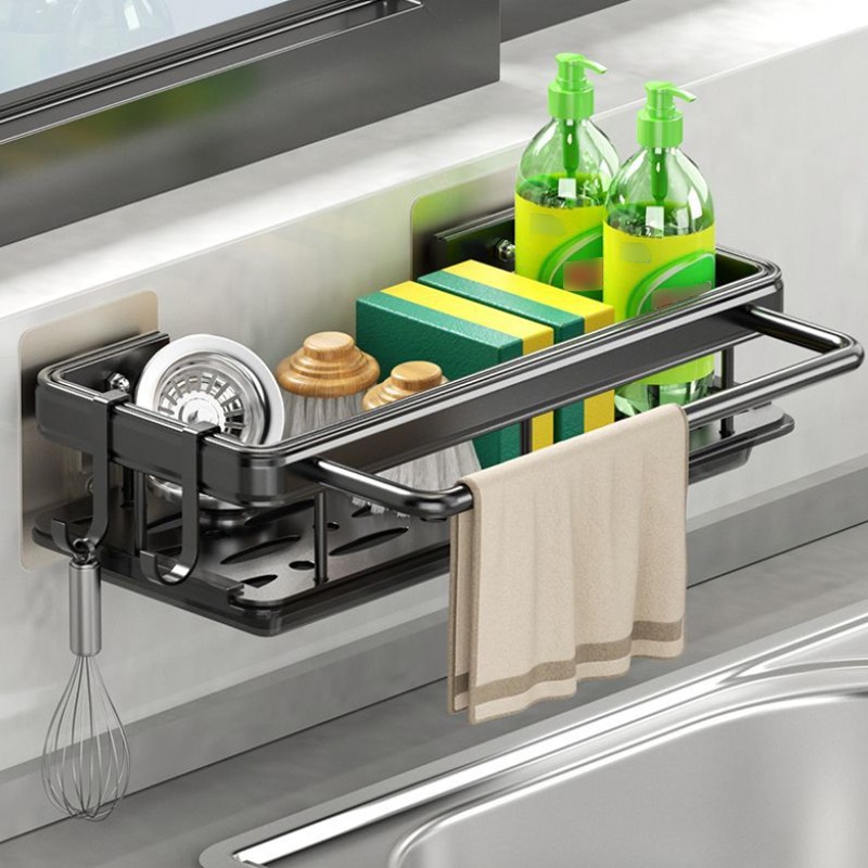 마벨인홈 무타공 공간활용 세제통 수세미 행주 거치대 선반, 블랙, 1개 13,900원