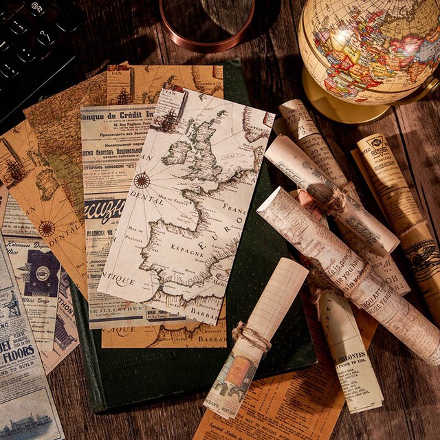 빈티지 다꾸 배경지 세트 vol 5 세계지도 영수증 메뉴 레트로 귀여운 메모지 예쁜 페이퍼 30,000원