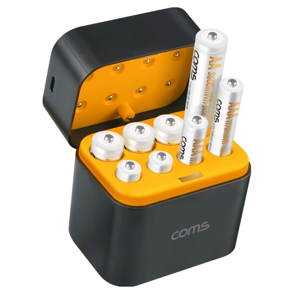 컴스 리튬이온배터리 8구 충전기 + AA 3600mWh 건전지 4p + AAA 1170mWh 건전지 4p 세트 39,000원