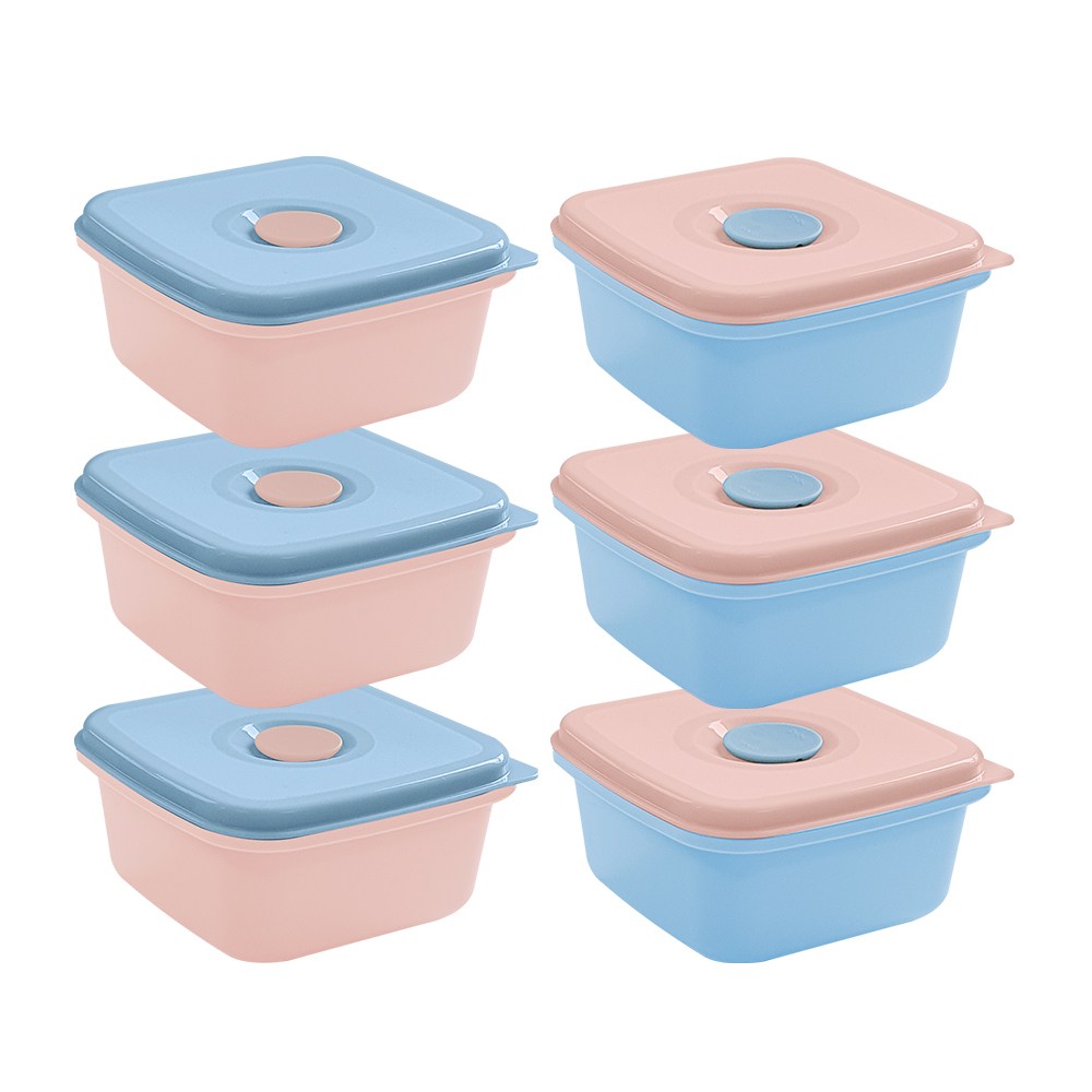 더하리 국산 실리콘 매일 밥팩 전자렌지 냉동밥보관용기 소형 200ml 6개 세트, 6개, 파우더핑크+베이비블루, 현재가 18,600원