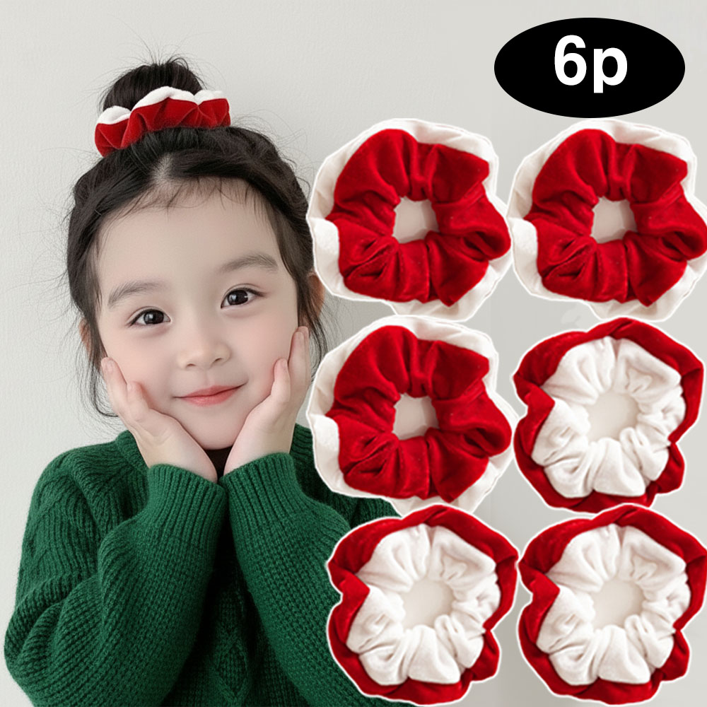 은꽃밴드 6P 크리스마스 머리끈 유아 여성 곱창 밴드 9,990원
