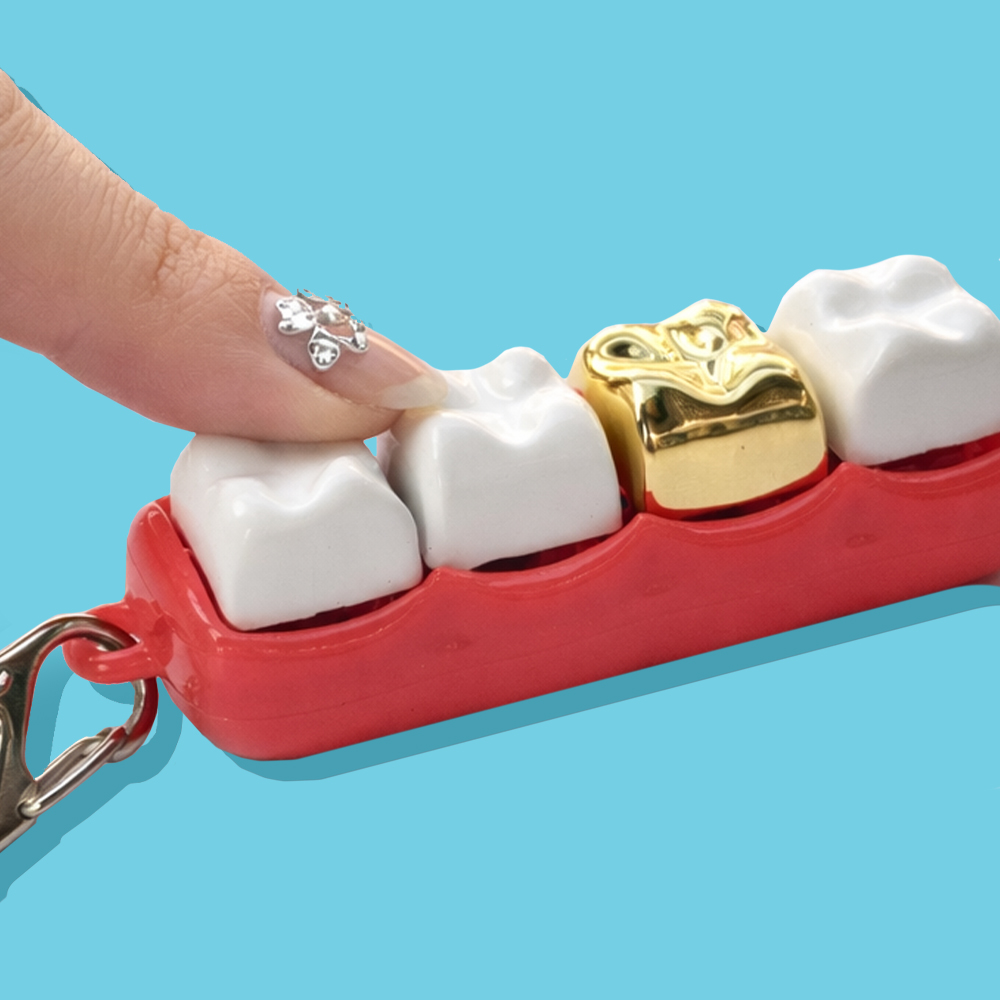 이빨 키캡 키링 키보드키링 클릭커, 1개, 4구 (흰니4개 +금니1개) 이빨 키캡톡 12,000원