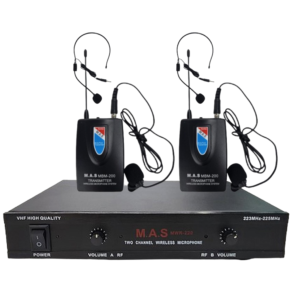 MAS 무선마이크 세트 2채널 강의 방송용 공연용 행사용 강연용 MWR-220 89,900원