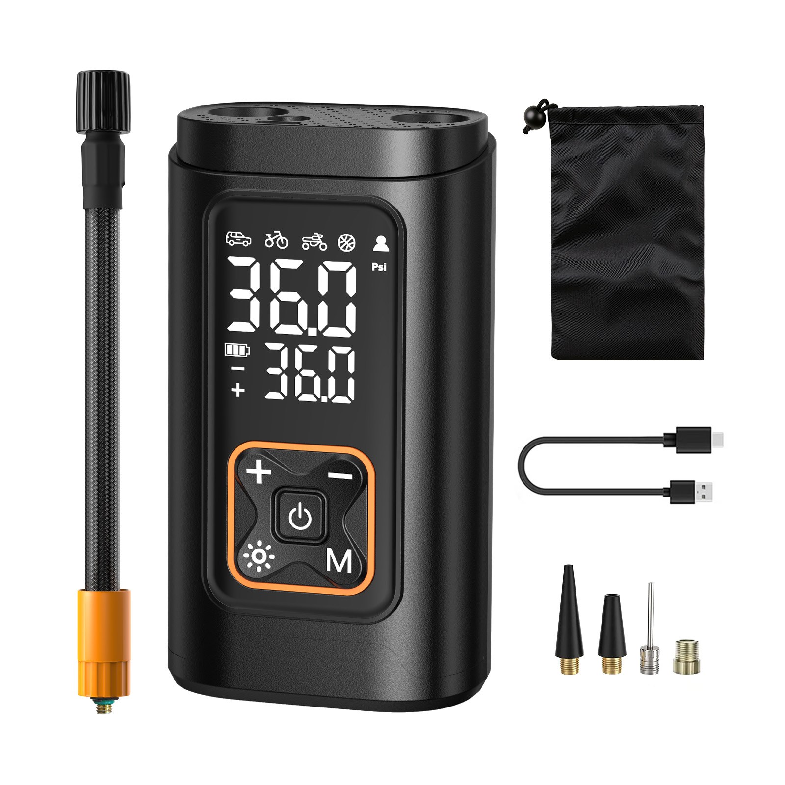 ACMEZING 무선 전동 에어펌프 휴대용 공기 주입기 6000mAh 다용도 자동차 자전거 타이어 공기펌프 노즐 포함 C21 29,800원