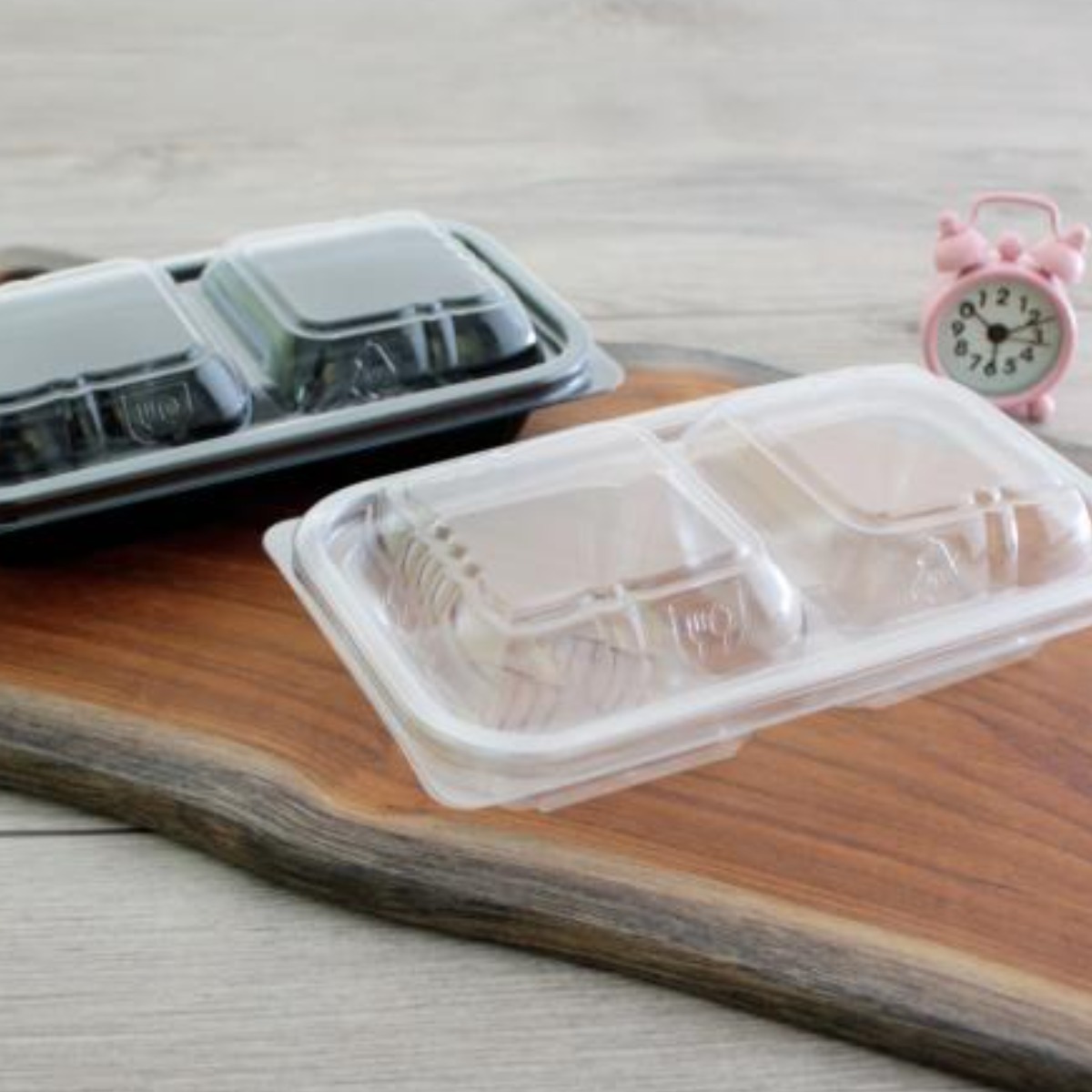 S-0103-2 2칸 흑색 반찬 샐러드 과일 포장용기 [용기+뚜껑 1000세트] 173,800원