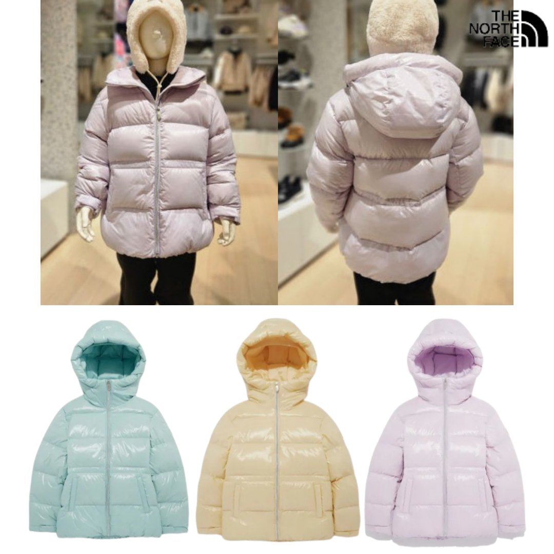 백화점판 노스페이스 키즈 덕 다운 점퍼 여아용 루즈핏 글로시 후드 패딩 자켓 179,000원
