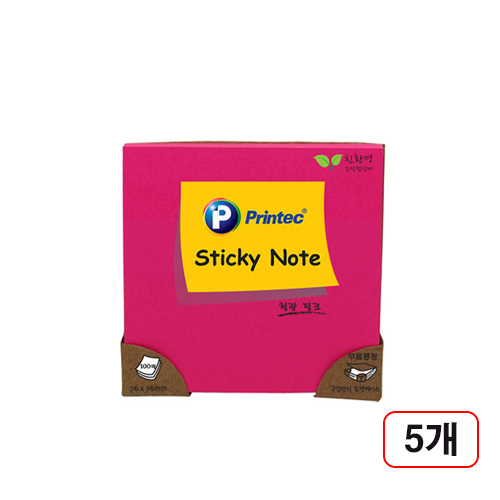 프린텍)형광76x76mm100매, 5개, 형광핑크N7676P 21,980원