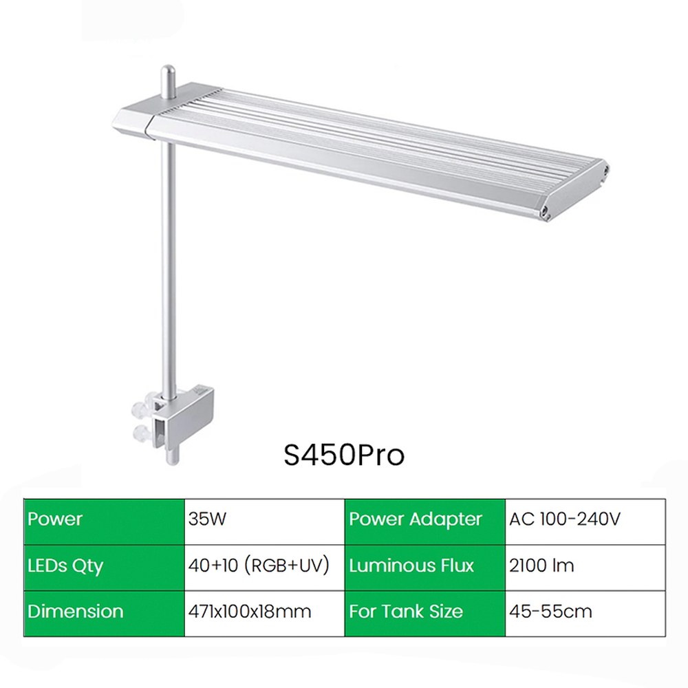 WEEK AQUA S 시리즈 RGB UV 스펙트럼 S300/400/450Pro Bluetooth App 제어 민물 Aquascaping 식물 수족관 LED 조명 127,000원
