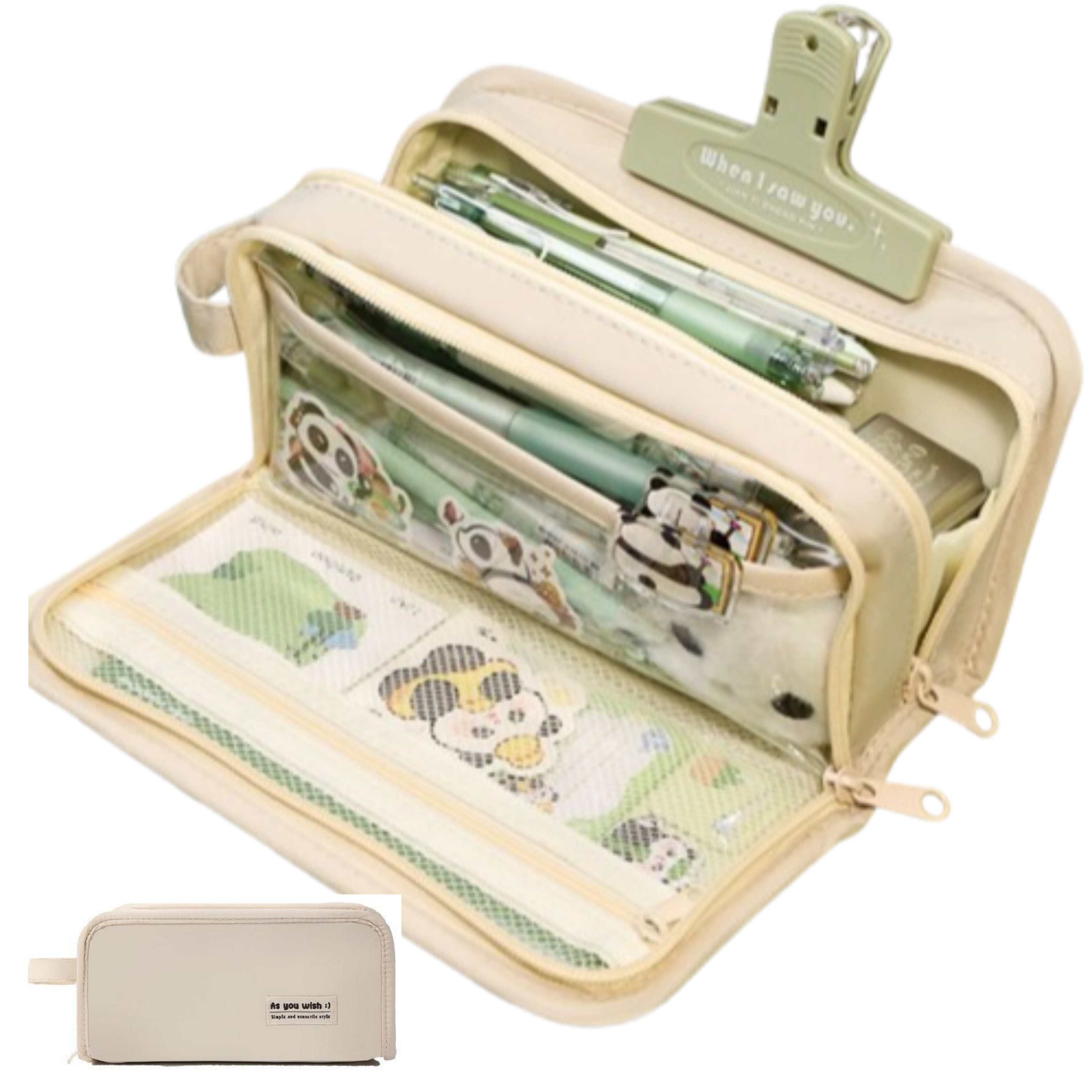 셀마스 대용량 파우치 심플 펜 마카롱 필통 패브릭 케이스, 1개, 화이트 크림 9,700원