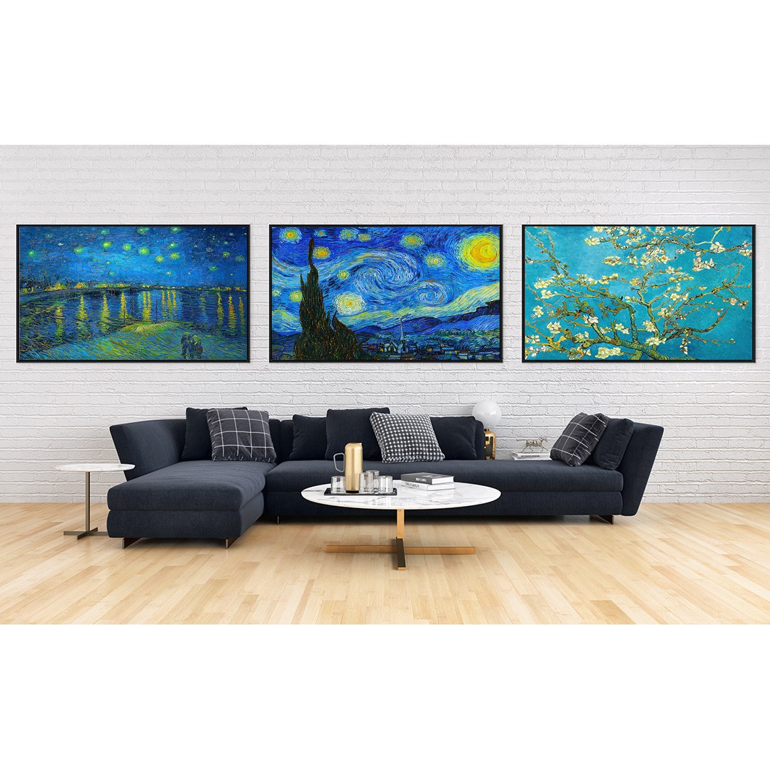 아선 감성 반고흐 명화 캔버스 액자 3종세트 별이 빛나는 밤 + 아몬드 나무 + 론강의 별밤 거실 복도 카페 인테리어 벽장식 그림 315,000원