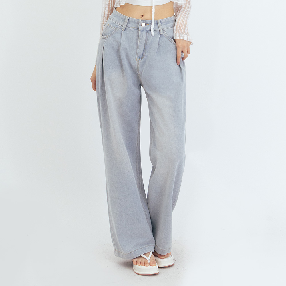 엘쏘 여성용 투핀턱 와이드 롱 데님 팬츠 17,920원