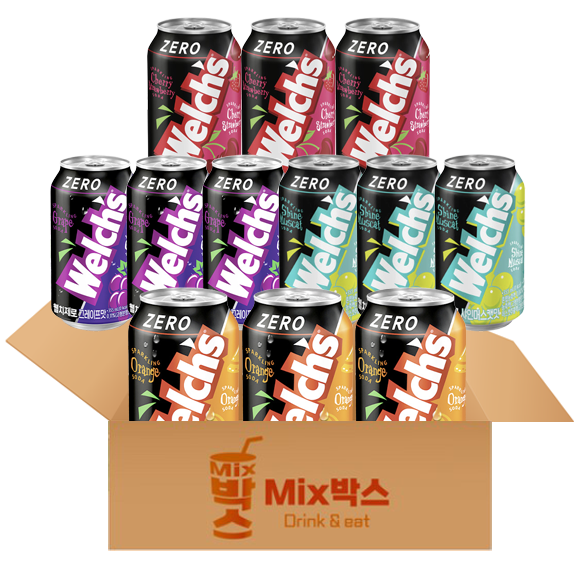 [믹스박스] 웰치스 제로 (포도, 체리, 샤인머스캣, 오렌지) 4종 세트, 12개입, 2세트, 355ml 29,220원