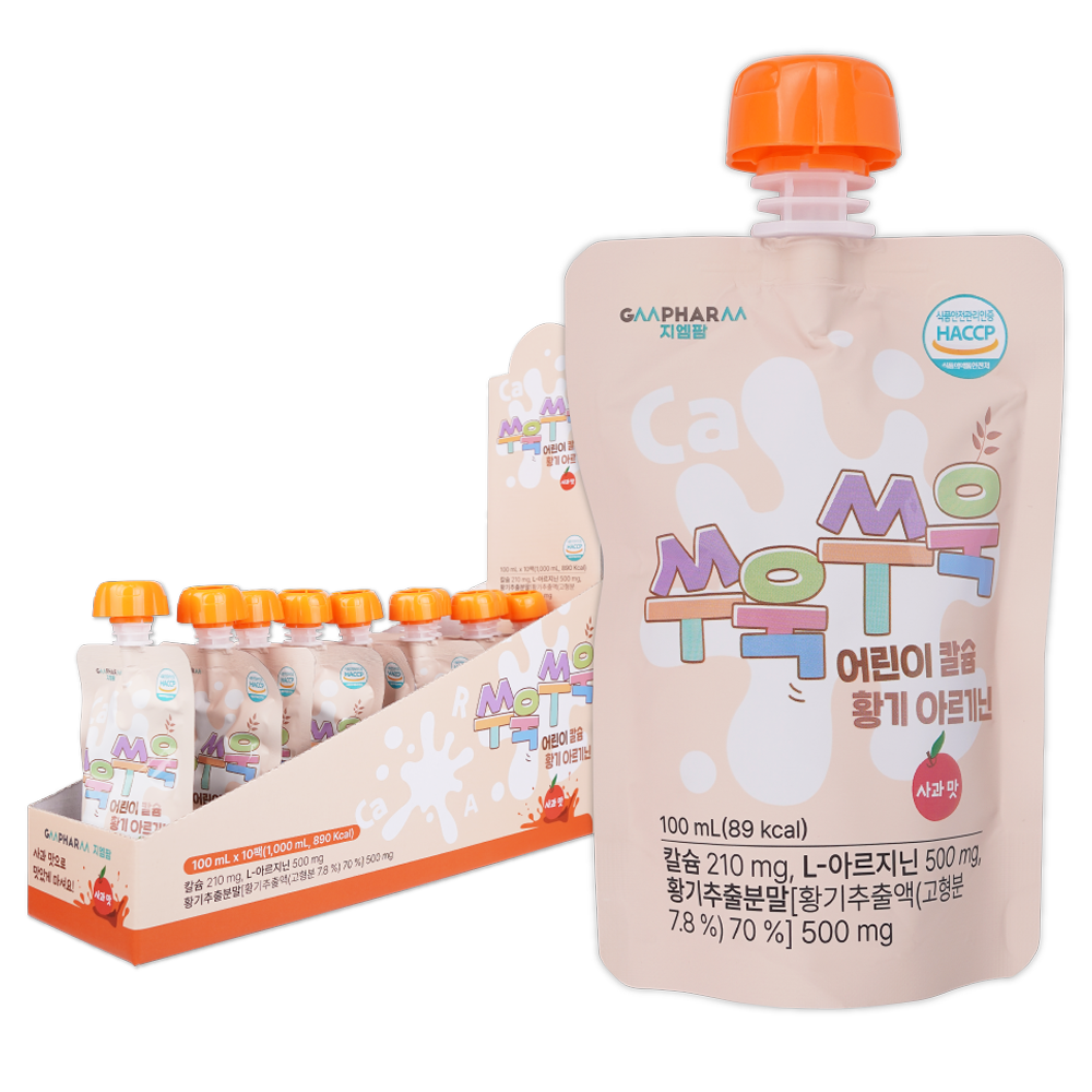 지엠팜 쑤욱쑤욱 어린이 칼슘 황기 아르기닌, 100ml, 10개, 사과맛 22,000원