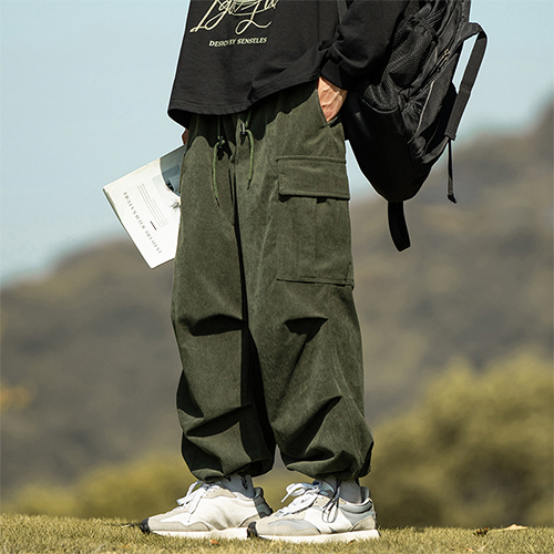 남성용 패션플로우 카고 조거 스트링 코듀로이 와이드 팬츠 28,500원