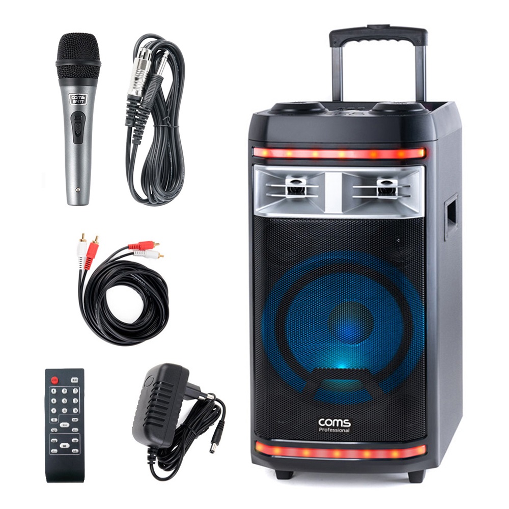 컴스 휴대용 블루투스 버스킹 앰프 스피커 노래방 마이크 CR400PBS 세트, 1. 스피커+유선마이크 1개+케이블 219,910원
