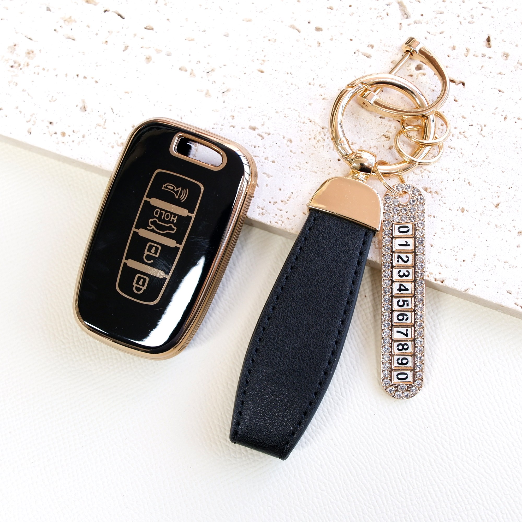 트니르 기아 현대 호환 자동차 키케이스 YF쏘나타 제네시스 쿠페 그랜저TG 아반떼MD 싼타페 베라크루즈 에쿠스 투싼IX I30GD 차 스마트키 tpu 골드라인 번호판키링 12,900원