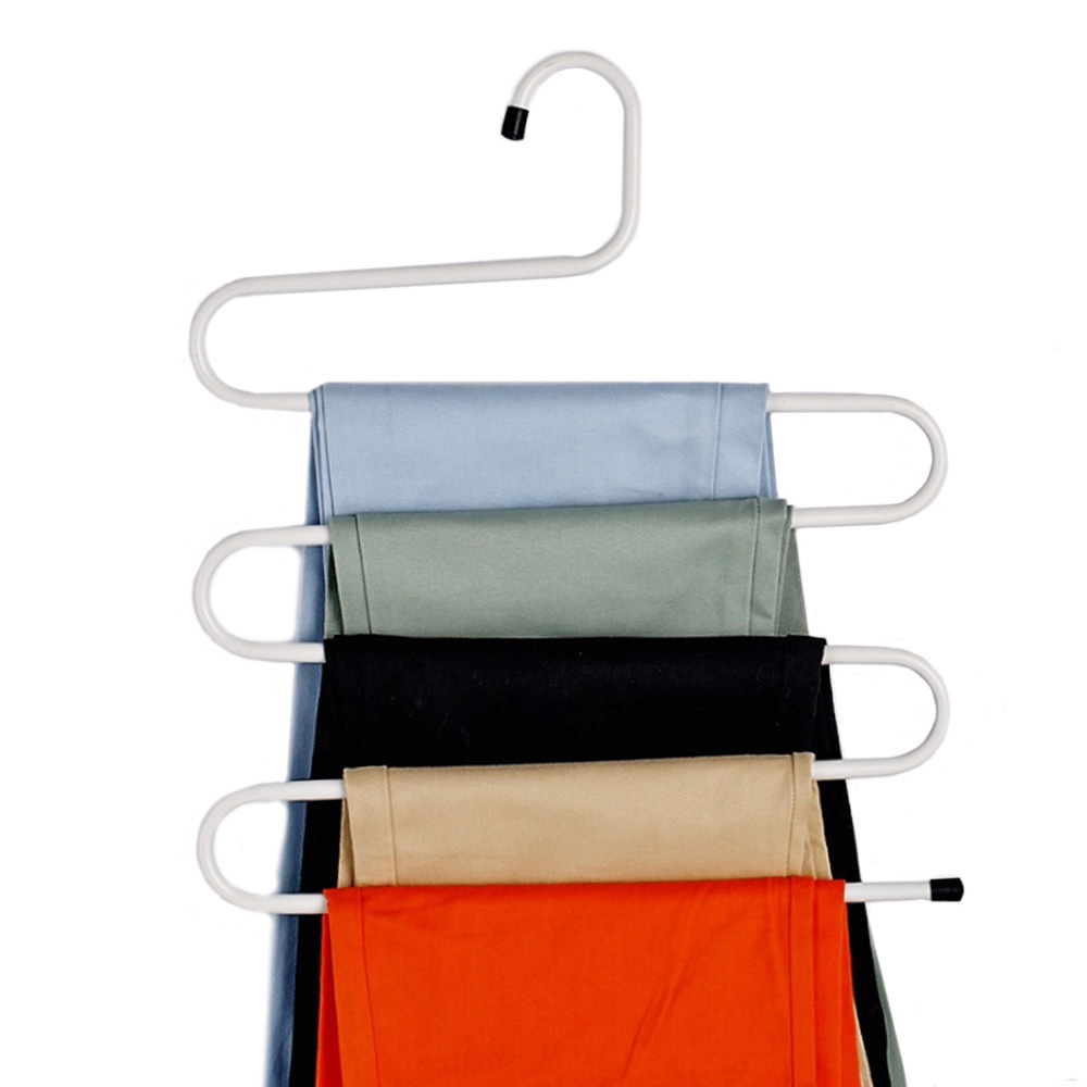 S자 바지걸이 다용도 일체형 5단 철제 튼튼한 옷걸이, 5개, 화이트S 5,980원