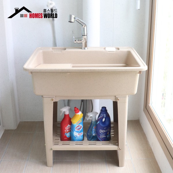 이동식 싱크대 손빨래 씽크대 빨래판 보조 간이 개수대 세면대 세면기 소형, 마블 75,500원