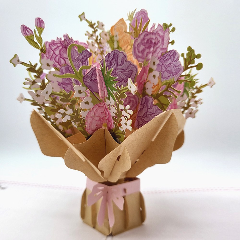 알파벳샵 3D 예쁜 꽃다발 입체 팝업 카드, 핑크꽃다발 팝업카드 9,990원